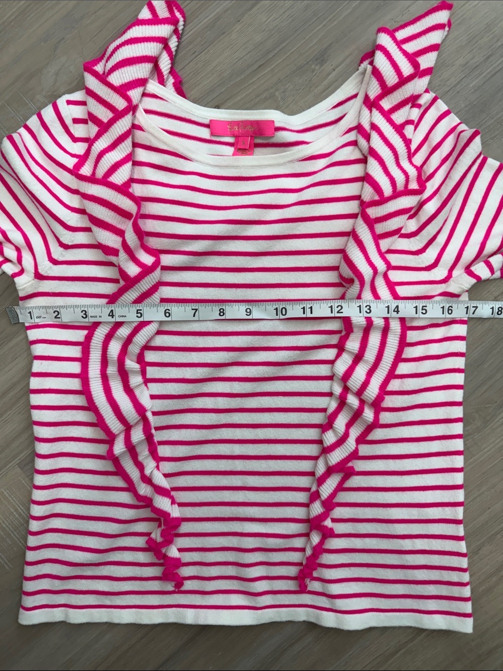 Lilly Pulitzer Ruth Ruffle Sweater in Pink Tango.  Sz Small - Picture 6 of 10